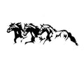 Three horses automotive decal sticker on vehicle body panel showing detailed equestrian design