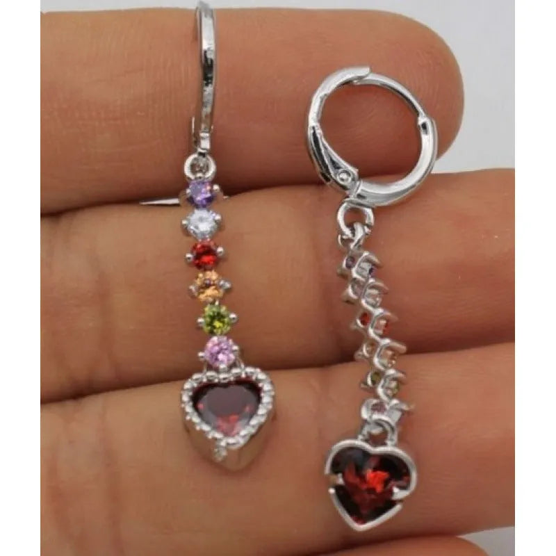 Women's heart-shaped fashion earrings in gold or silver colour with electroplated alloy construction