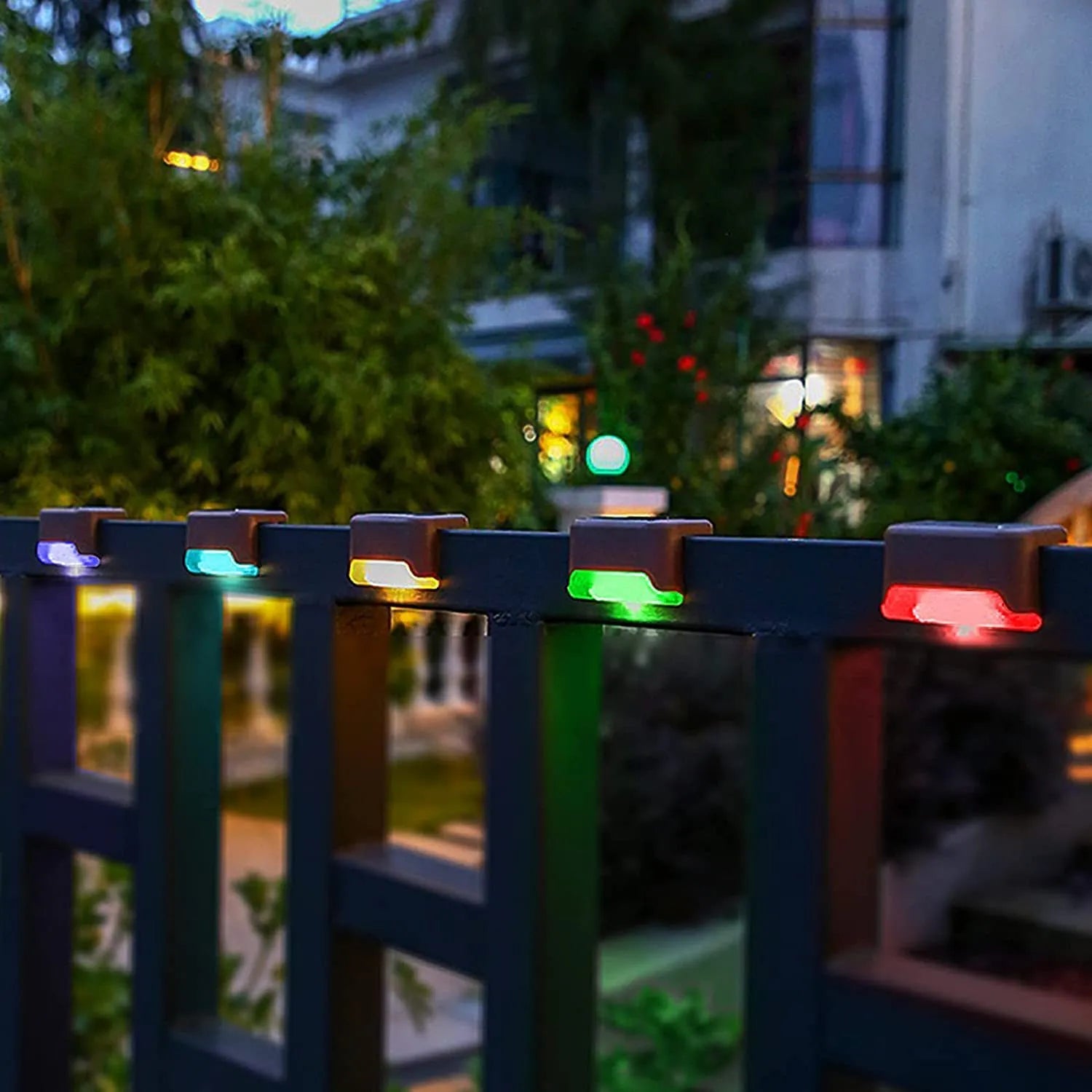 Outdoor solar LED guide light in brown for garden stairs and deck steps, warm light, pack of 4