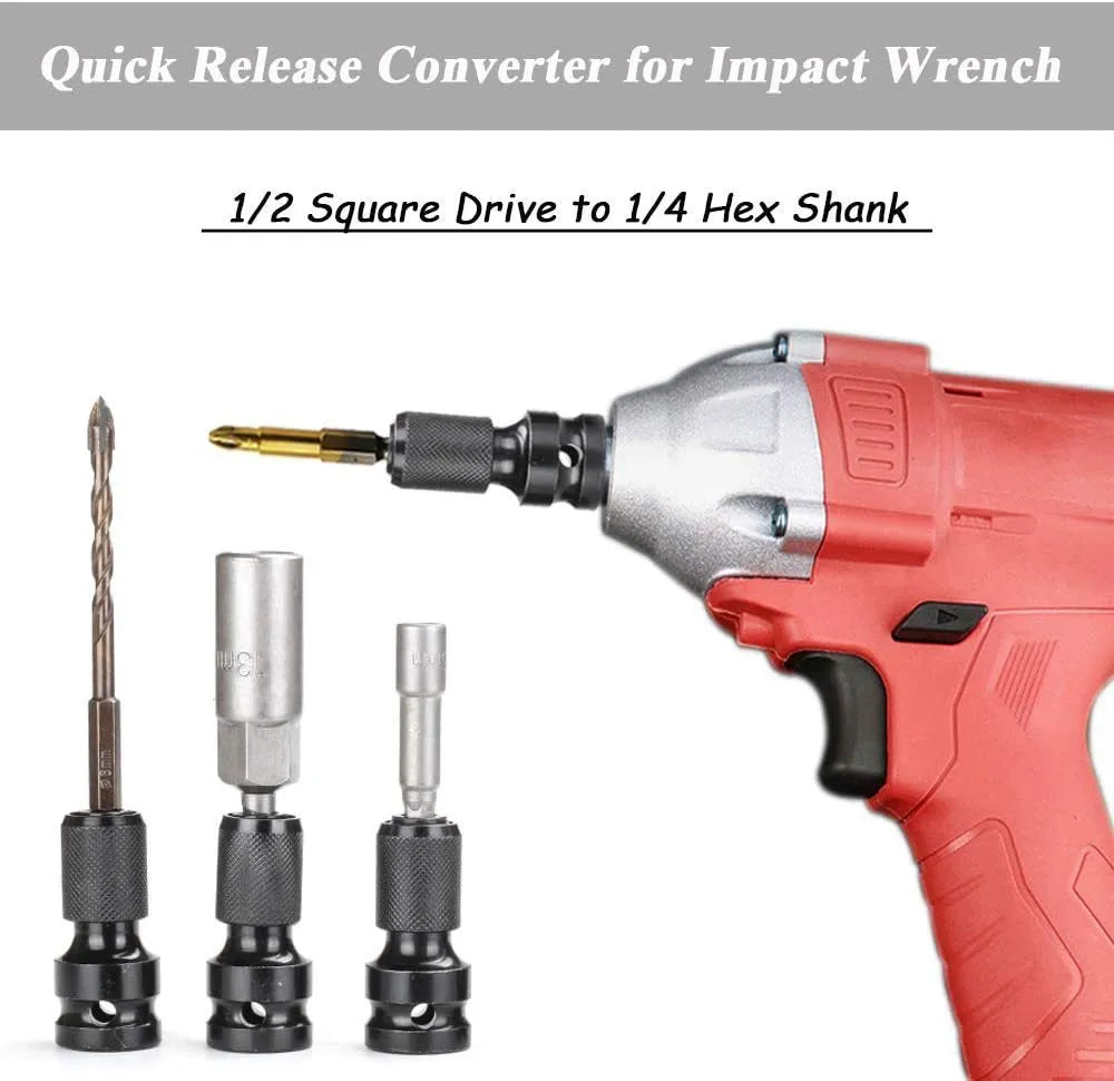Telescopic scaling bit holder adapter for electric wrench drive conversion