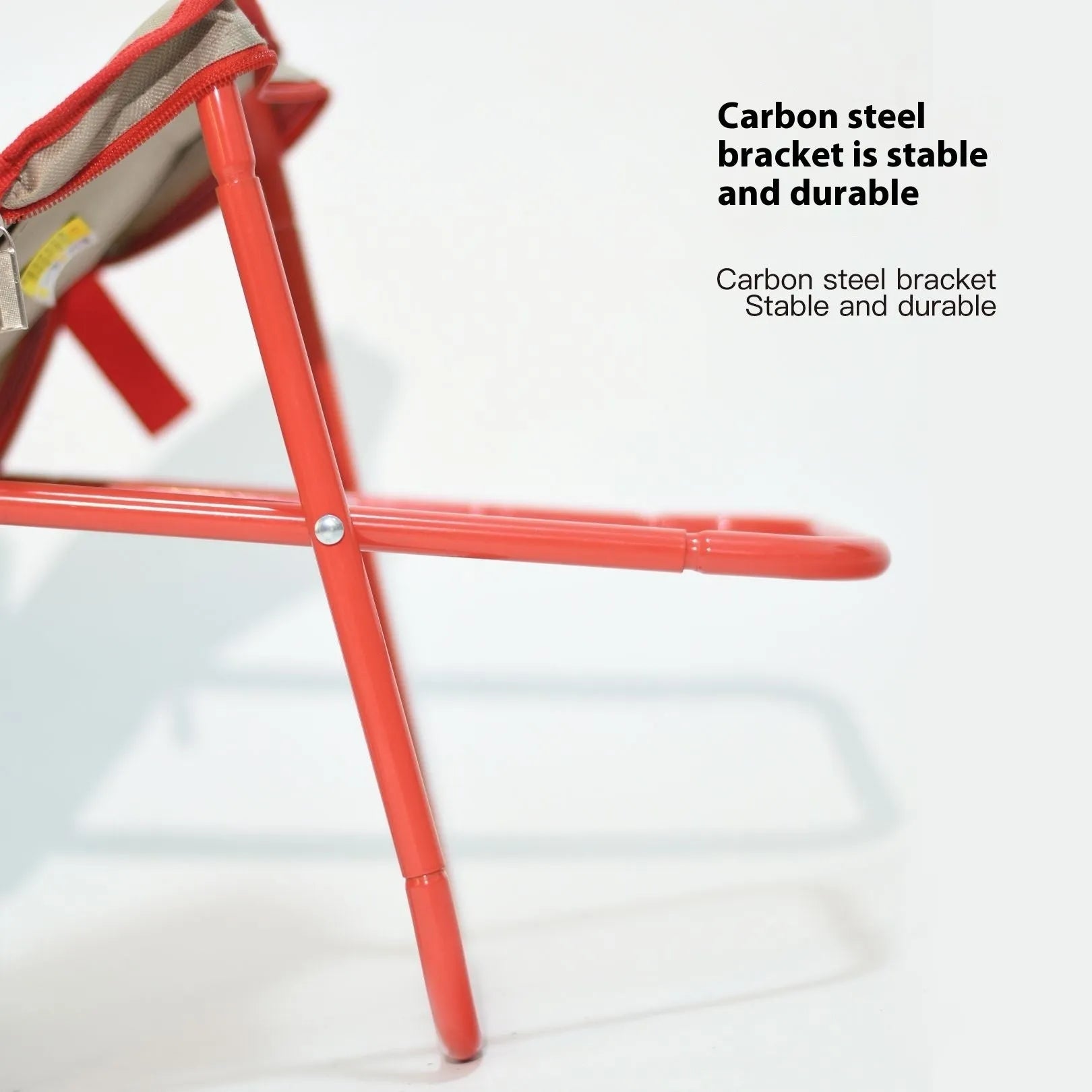 Lightweight foldable outdoor camp chair stool in oxford cloth, shown in khaki colour, folded and unfolded.