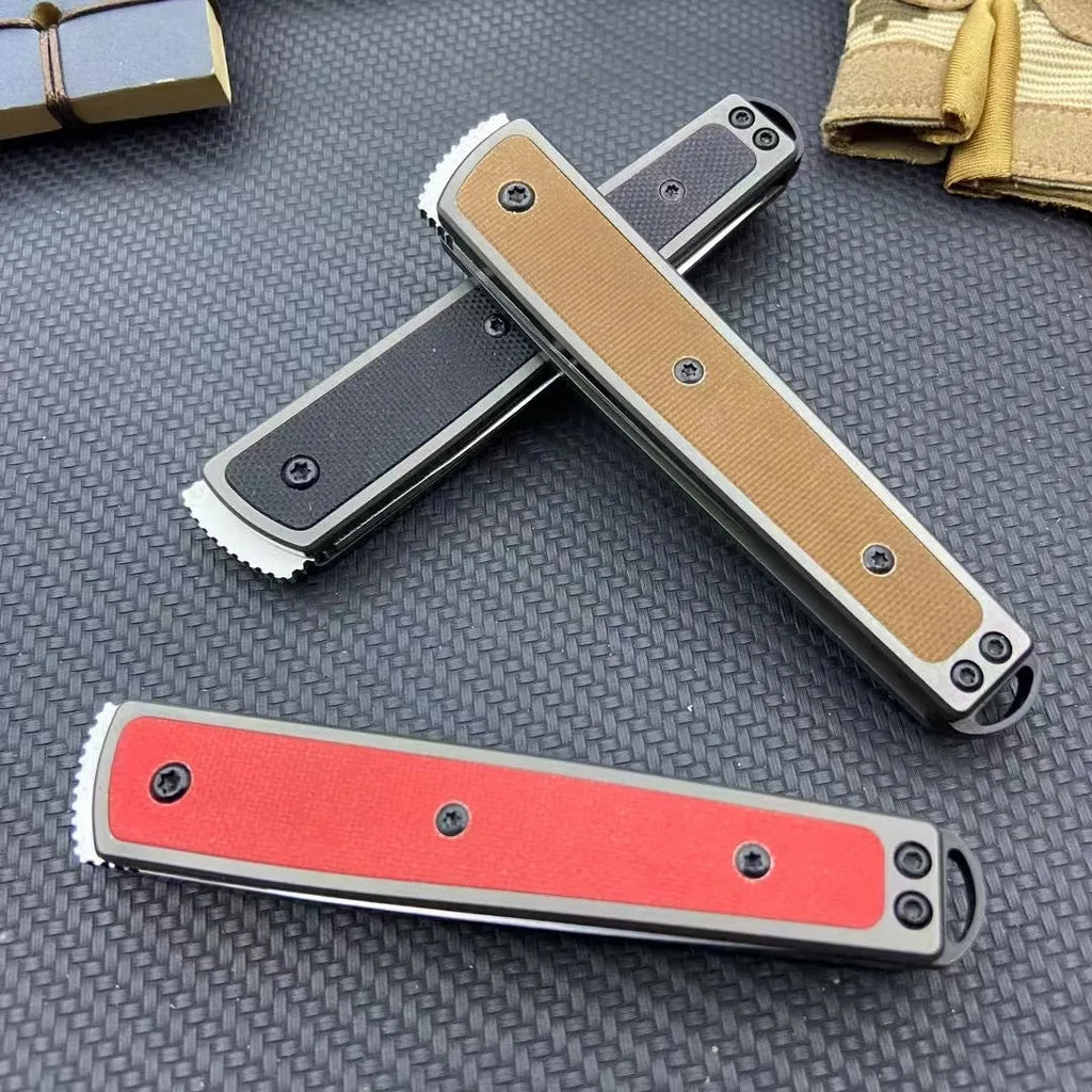 Folding handmade fruit knife with stainless steel blade in black, red or coffee colour