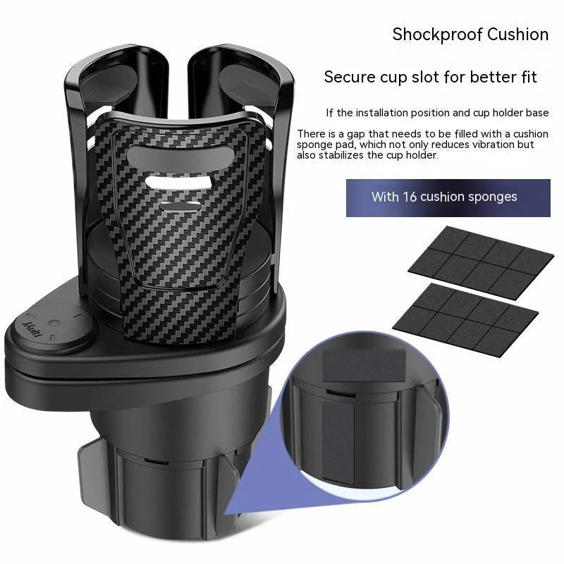 Car cup holder modification with carbon fibre matte finish for vehicle console storage