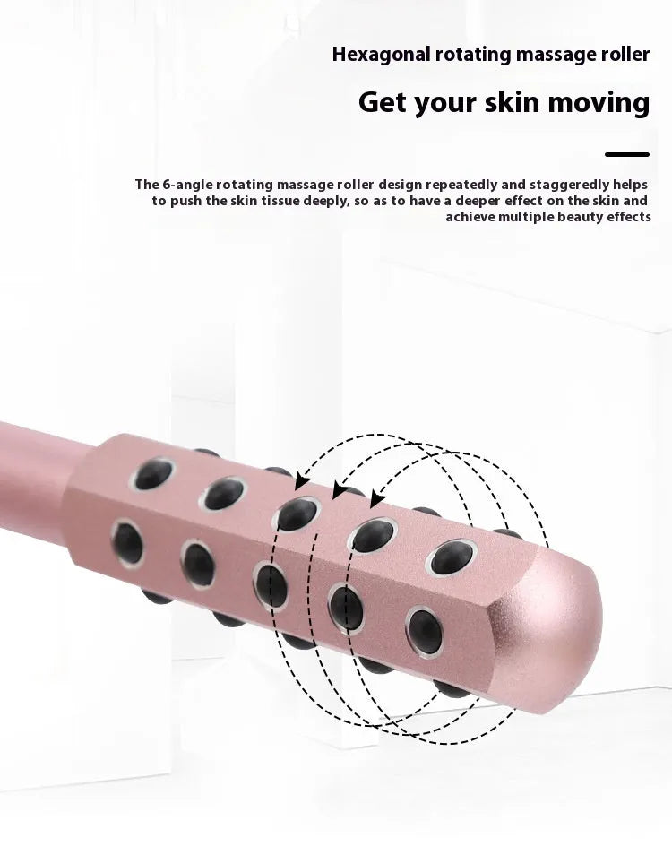 Germanium particles roller beauty massage instrument measuring 193mm long in purple colour
