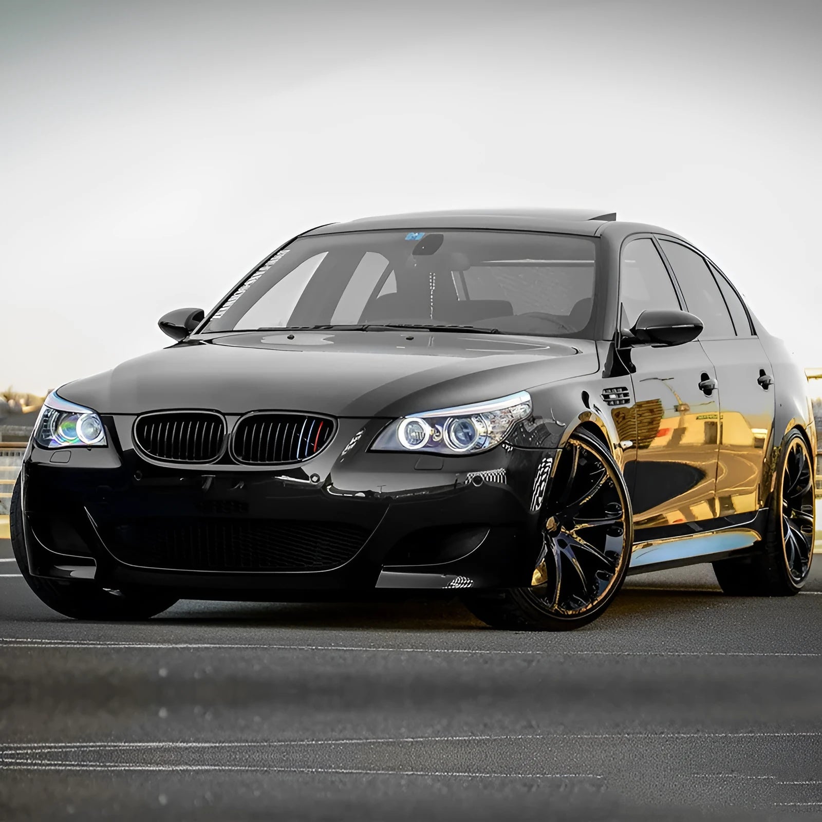 BMW 5-Series carbon fibre style front grille set for E39 E60 E66 models