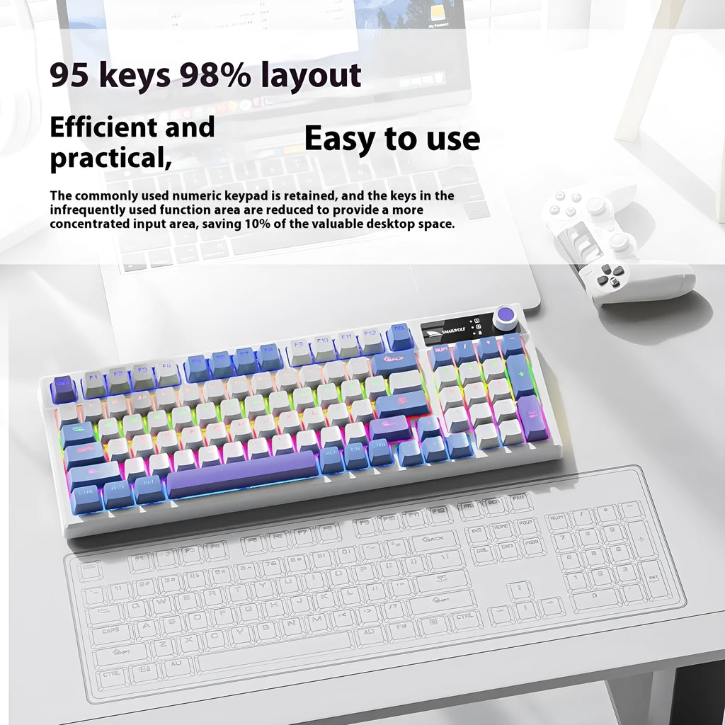 SK15 wired mechanical gaming keyboard with adjustable control knob in sunset orange colour
