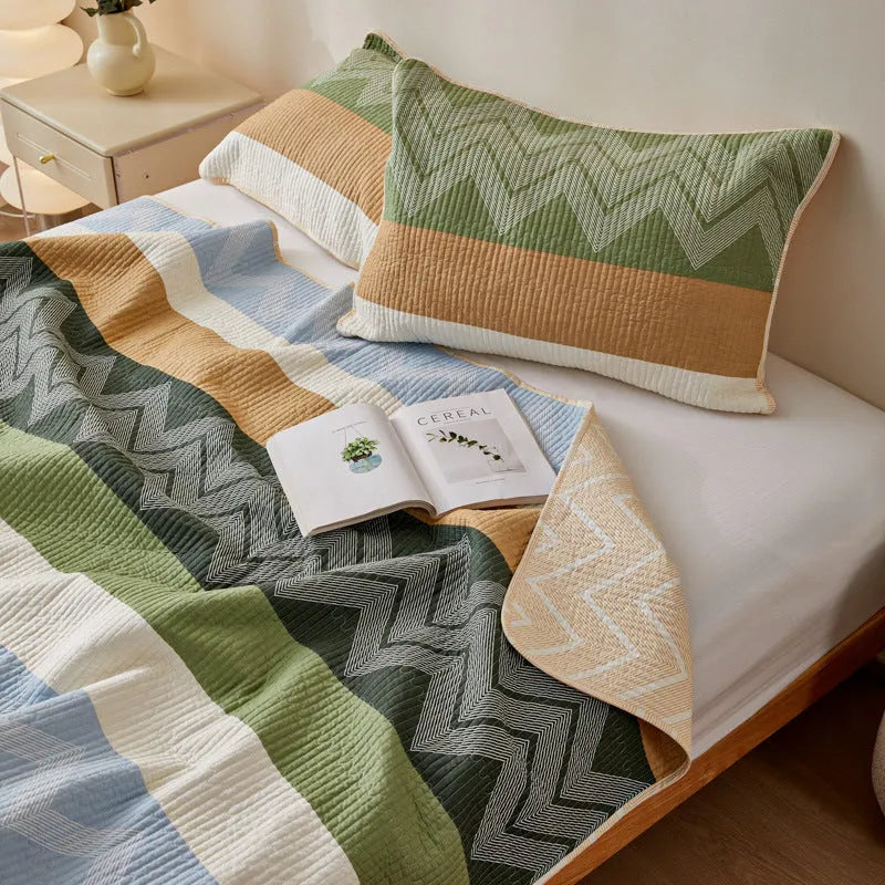 Pure cotton bed sheet set with reactive printed pattern for 2.2 metre beds in modern simple style