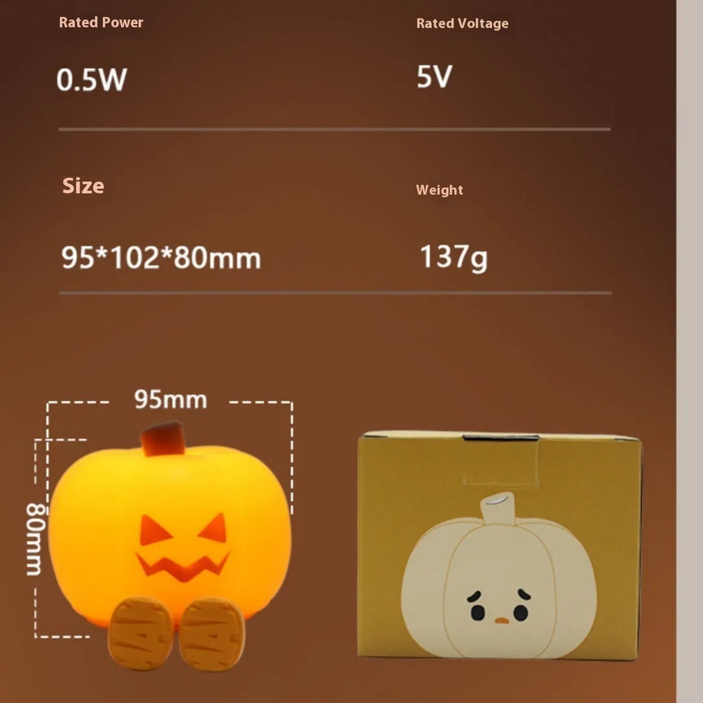 Halloween horror pumpkin night light with geometric design and cartoon style