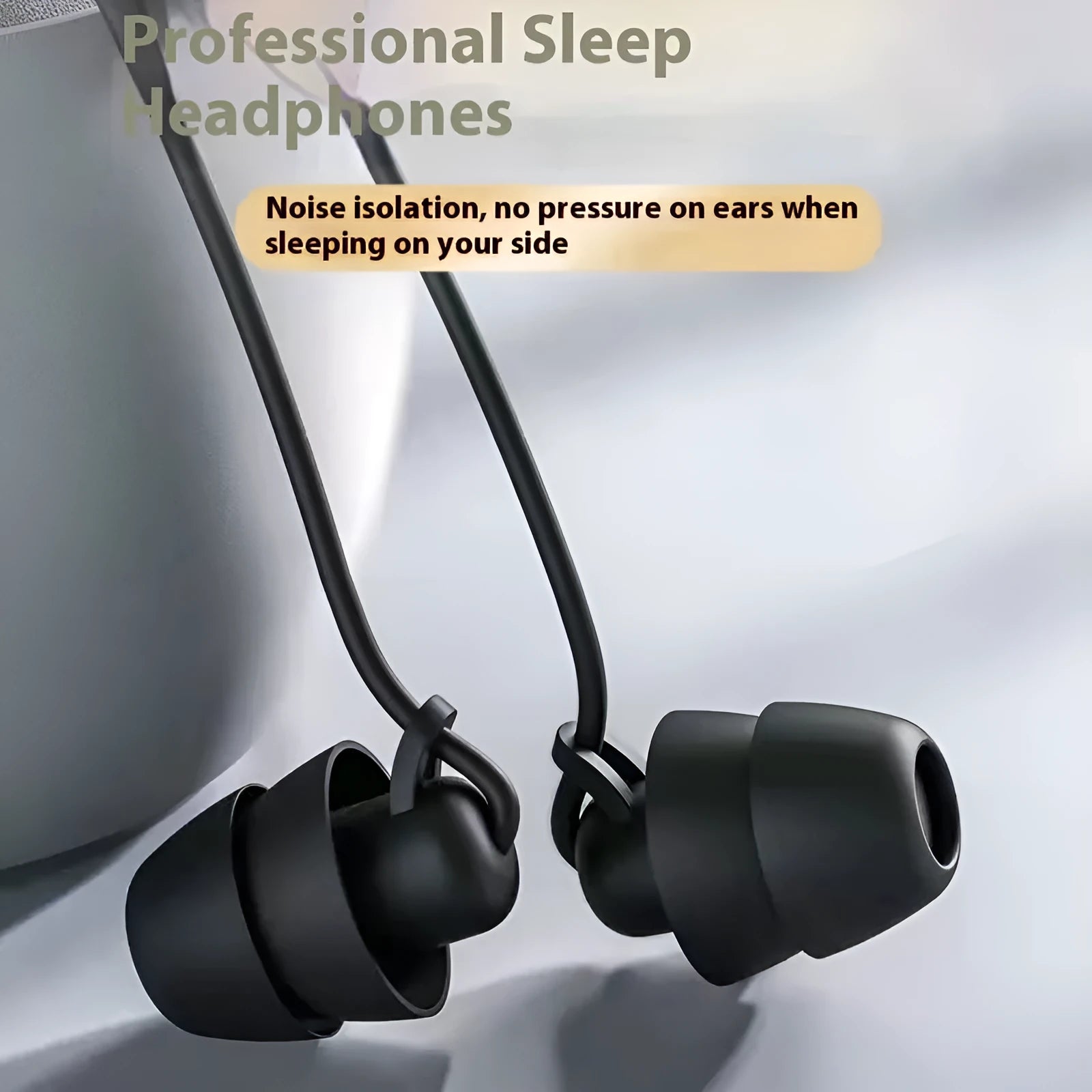 Second generation wired sleep headset with silicone earplugs and 1.2m TPE cable in multiple colours