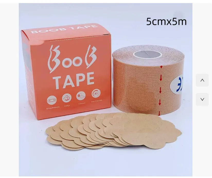 Skin colour boxed breast lifting patch set with boob tape roll silicone stickers invisible patches and drawstring bag