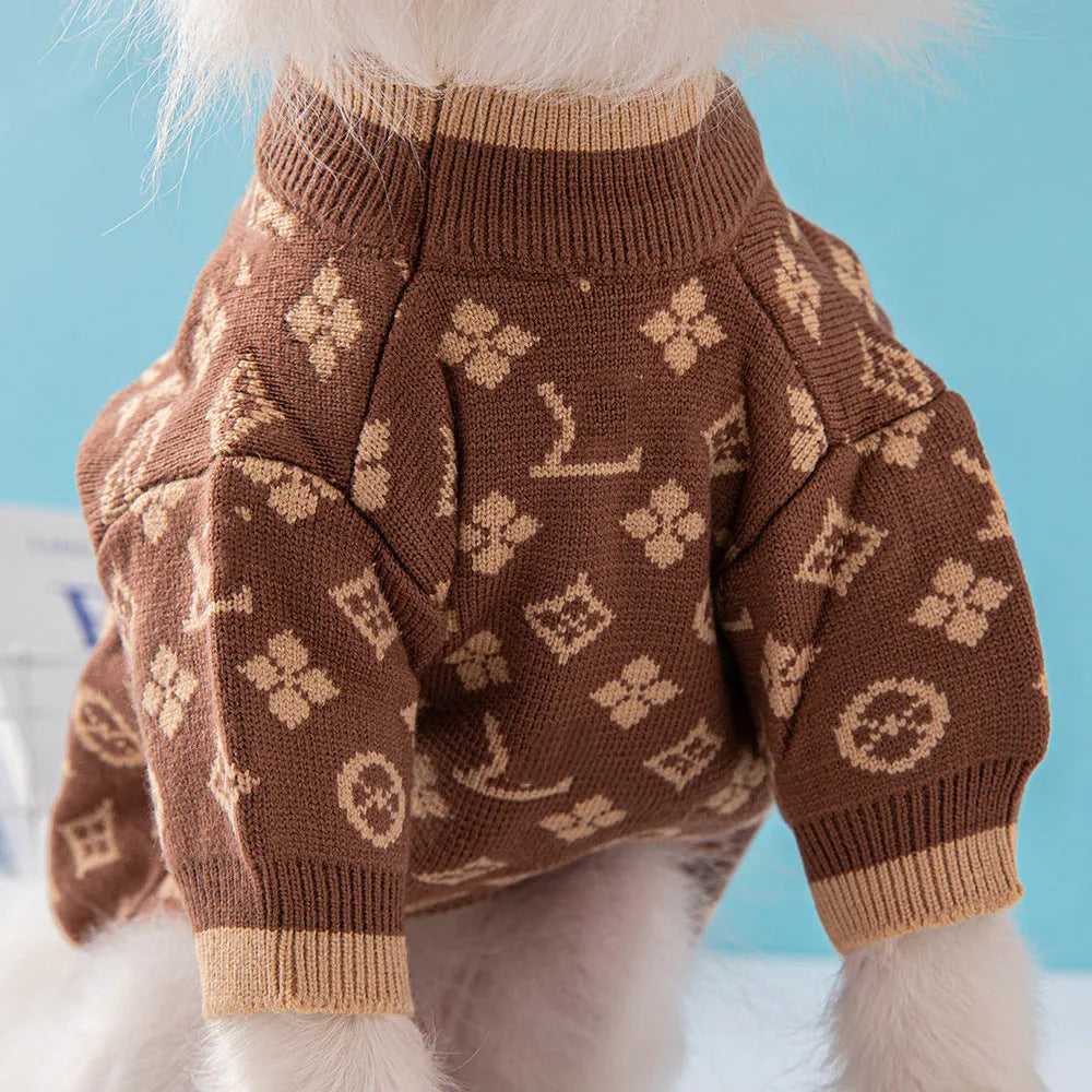 Wool dog sweater for autumn and winter wear in monochrome or two-tone colours