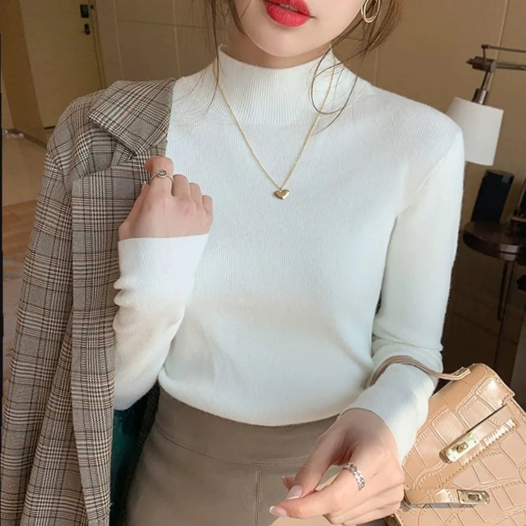 Women's slim fit long sleeve viscose pullover top in Western style available in eight colours