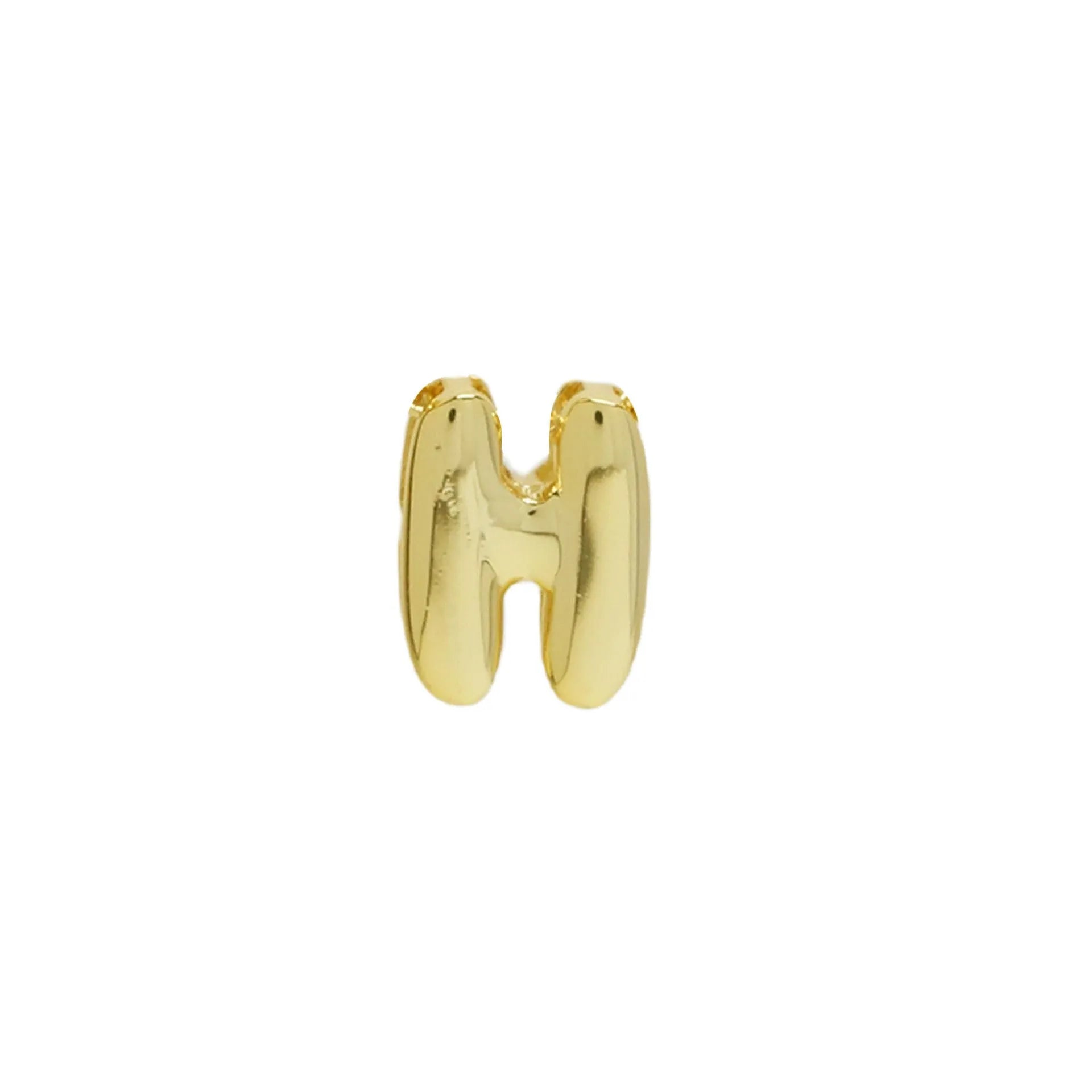 18k brass smooth surface bubble letter bracelet with pendant in gold colour on copper alloy