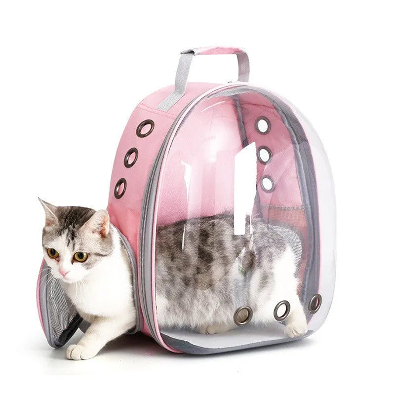 Astronaut cat carrier bag in PC material with side opening, shown in grey colour