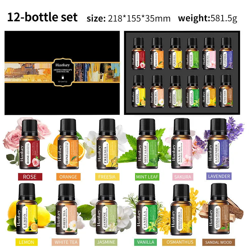 Water soluble aromatherapy essential oil gift box sets showing multiple bottle combinations