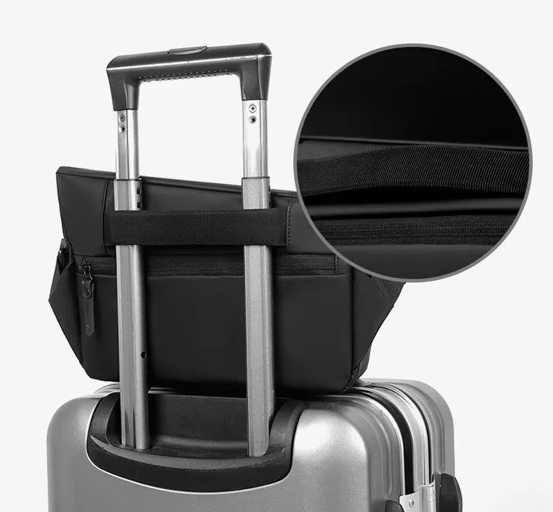 Grey medium-sized crossbody bag for men with shoulder strap and zipper opening