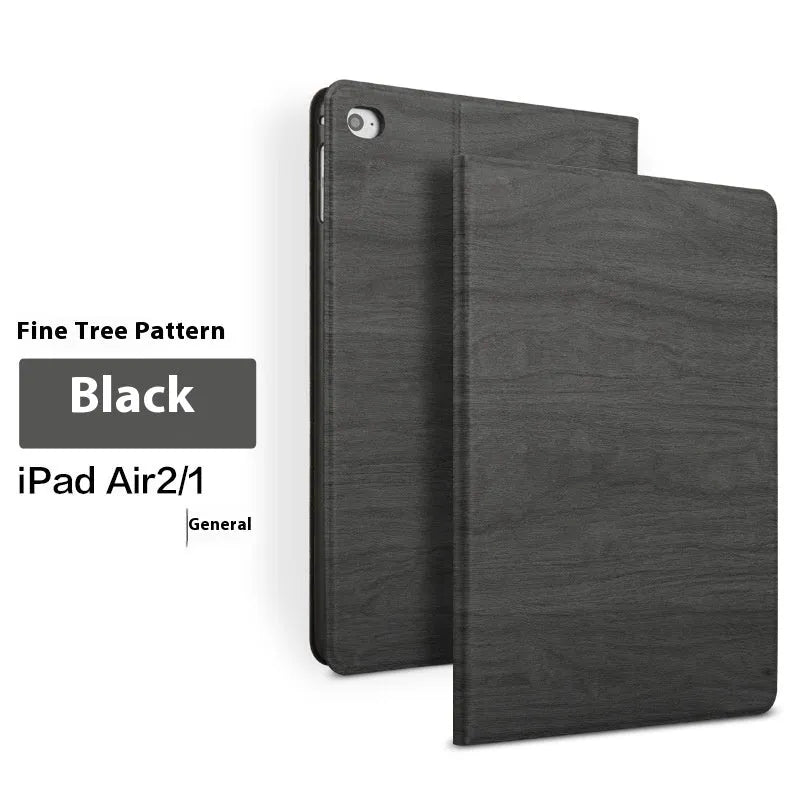 Black imitation leather protective cover for Apple iPad mounted in universal sleep bracket