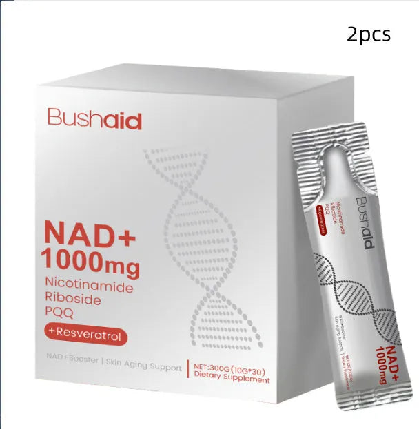 Two bottles of 300g anti-aging liquid supplement drink with nicotinamide riboside and trans-resveratrol