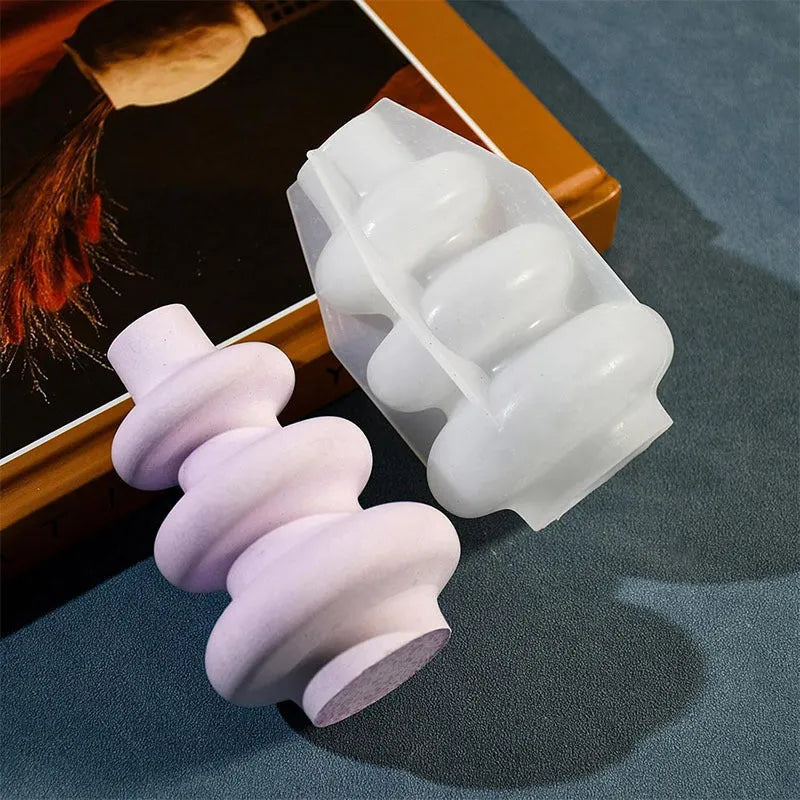 Three-layer circle vase ornament silicone baking and craft mould in modern irregular design