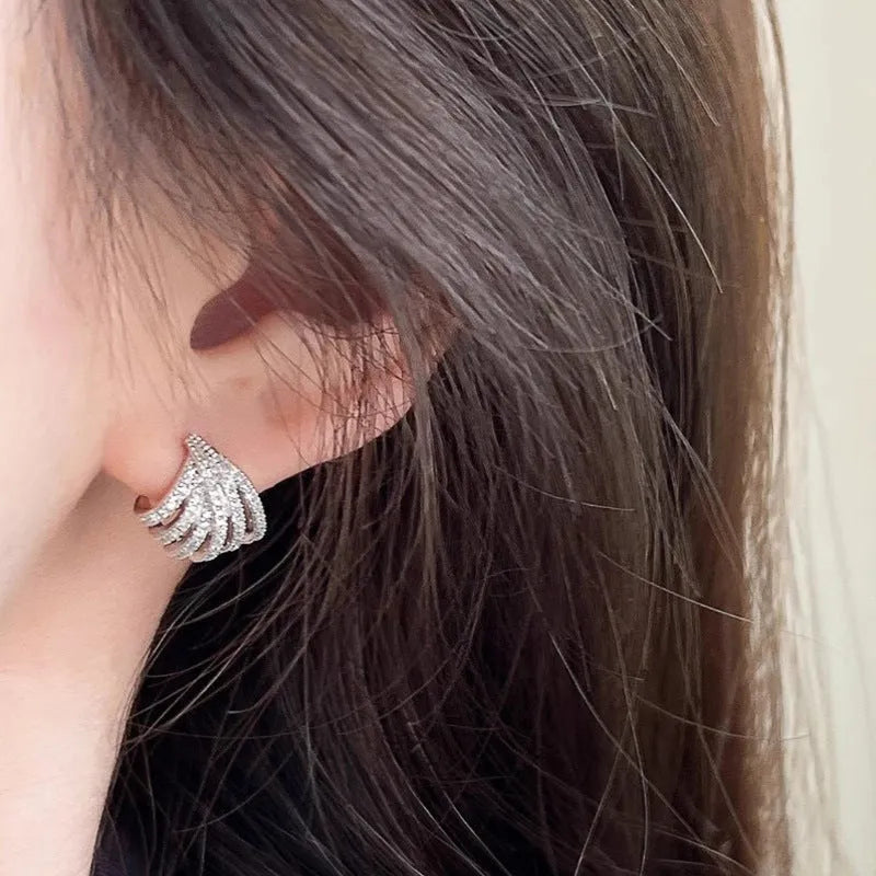 Geometric line design earrings with electroplated platinum colour finish