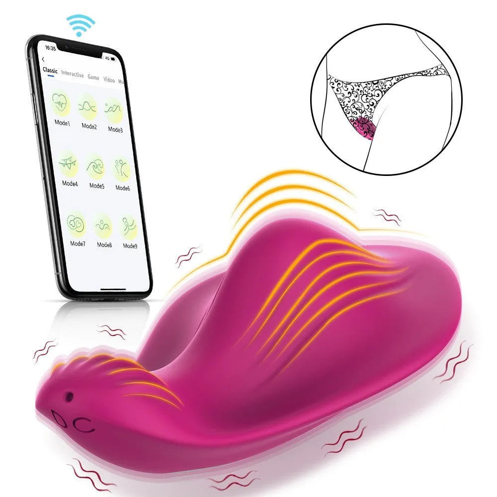 Rose Red Cute Butterfly APP remote control wearable female massager with silicone construction