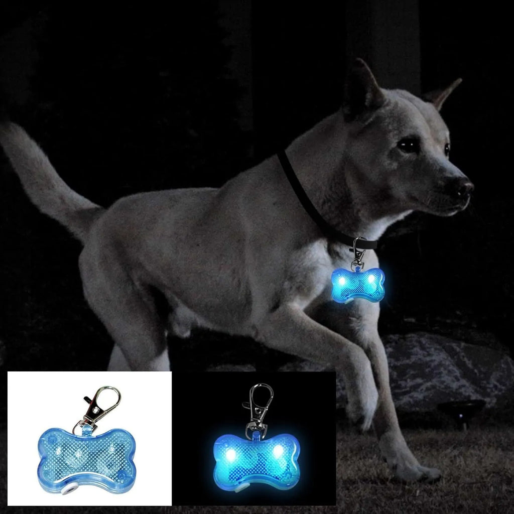 LED bone-shaped luminous pendant for pet collars in multiple colours