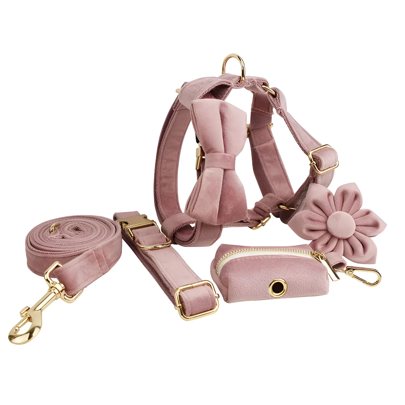 Light purple pink velvet dog collar for small to medium sized dogs