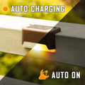 Outdoor solar LED guide light in brown for garden stairs and deck steps, warm light, pack of 4