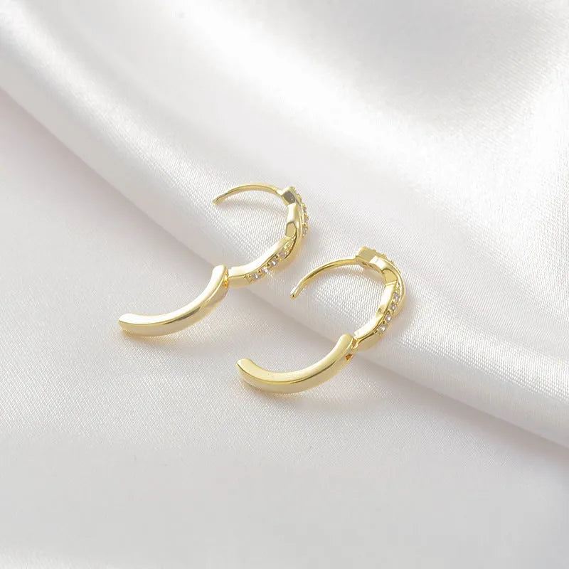 Geometric round hemp rope and copper earclip earrings for women in gold or silver colour