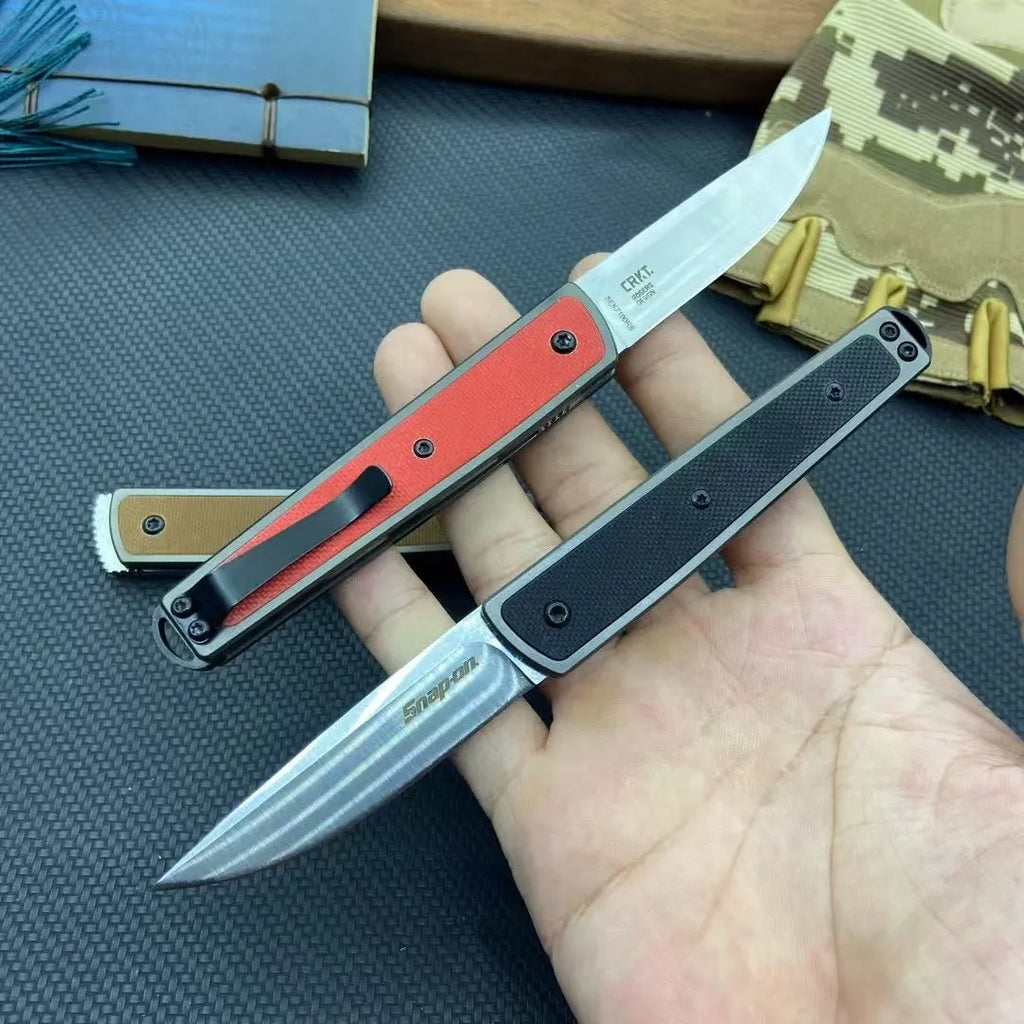 Folding handmade fruit knife with stainless steel blade in black, red or coffee colour