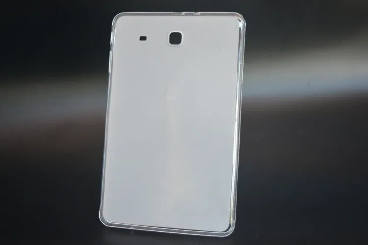 Ultra-thin transparent white silicone tablet protective case showing minimalist clear design