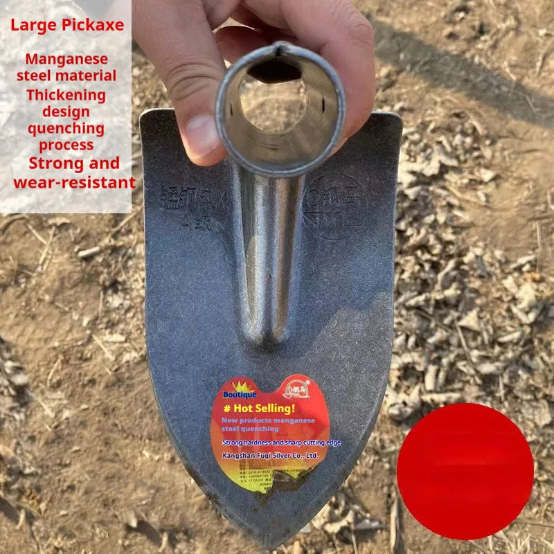 Agricultural pointed hoe with steel horse tip and stainless steel construction