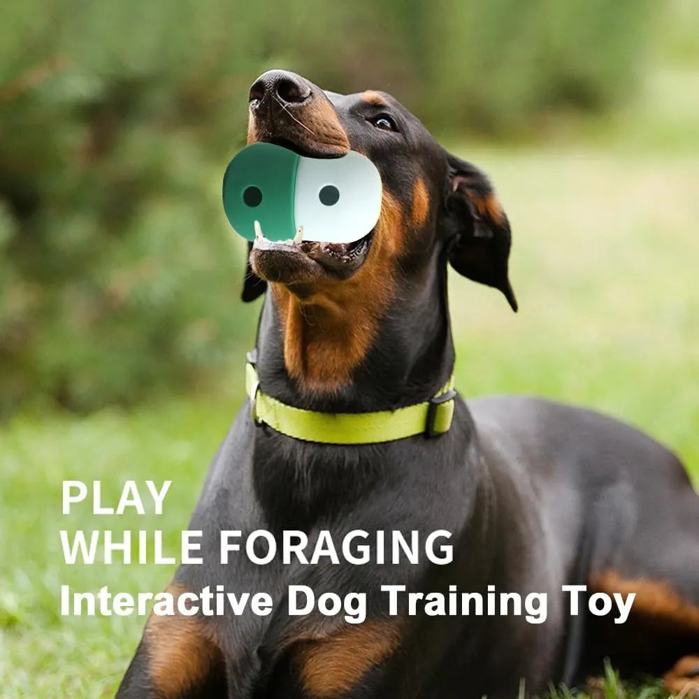 Silicone dog puzzle treat ball in white and blue colour for small medium dogs