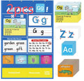 Alphabet learning sleeve table chart with educational cards displayed on 60x40cm surface