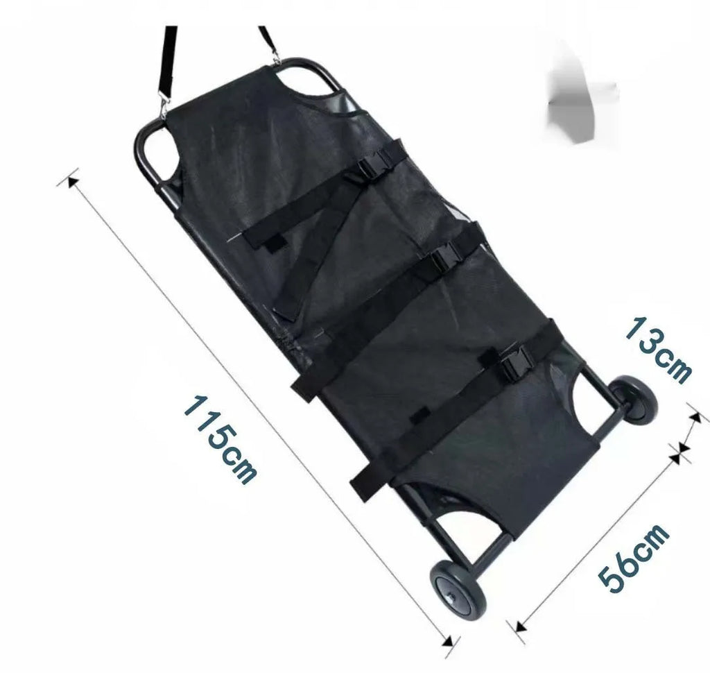 Black foldable aluminium pet stretcher in large size for emergency dog transfer