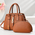 Round black PU crossbody shoulder bag with a long strap, showing its size and polyester-lined interior.