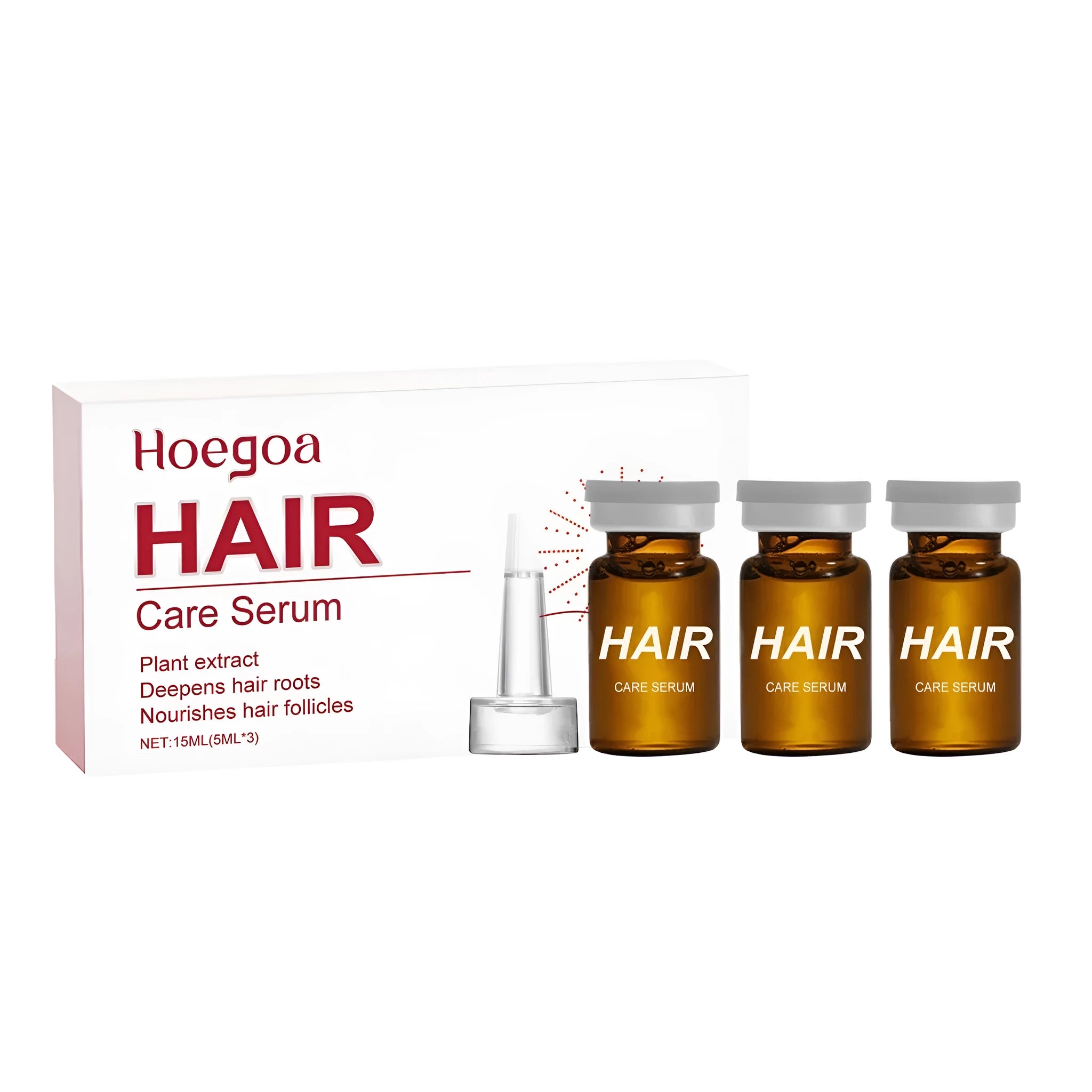 Three small 5ml bottles of nourishing hair root liquid with ginger and pumpkin seed oils