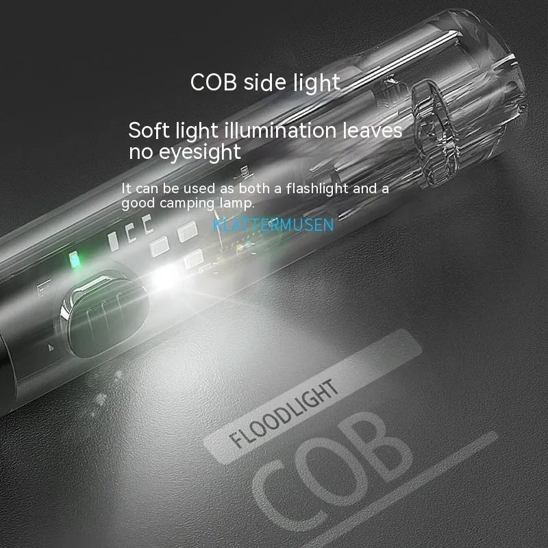 Fashion Personality Portable Outdoor Flashlight USB rechargeable plastic black