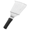 Black stainless steel pet grooming comb rake tool, 33cm long, for horses and dogs