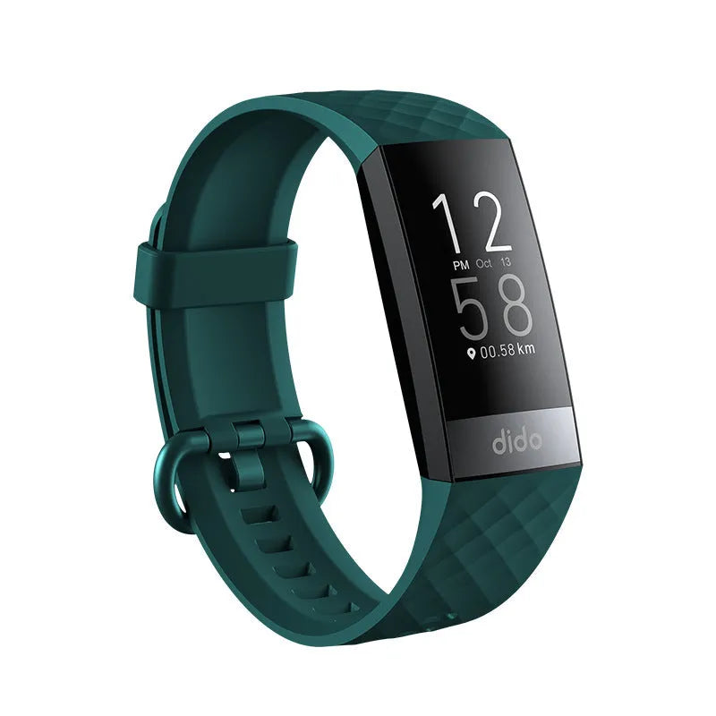 Black smart health bracelet with ECG and blood pressure monitoring on wrist