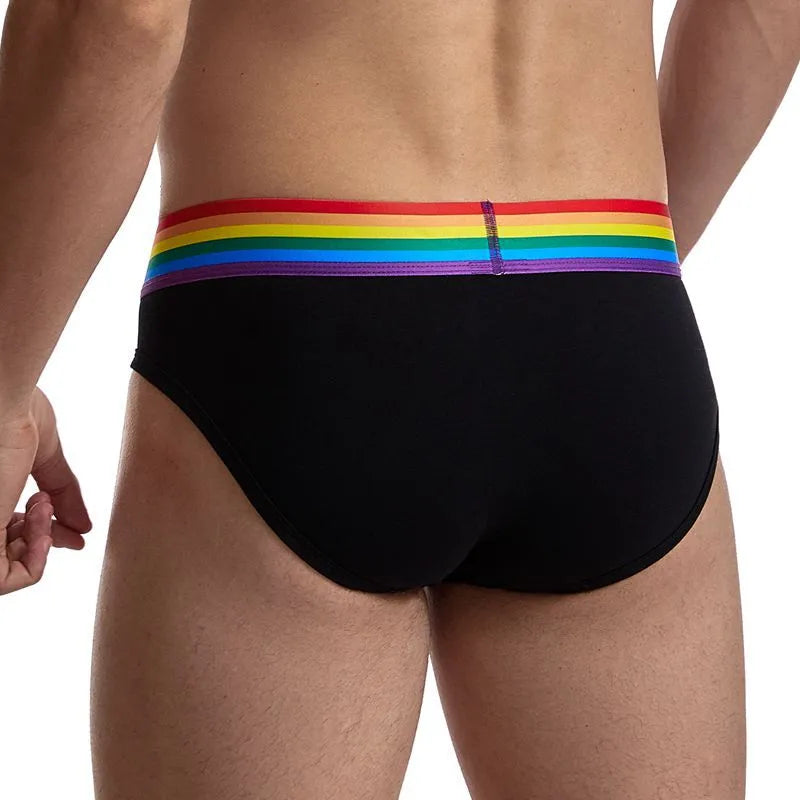 Men's low waist nylon briefs in solid black colour, breathable stretch fabric, available in sizes L to XXL