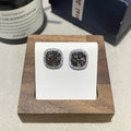 Retro French crystal square earstuds with gold finish and square crystal centre