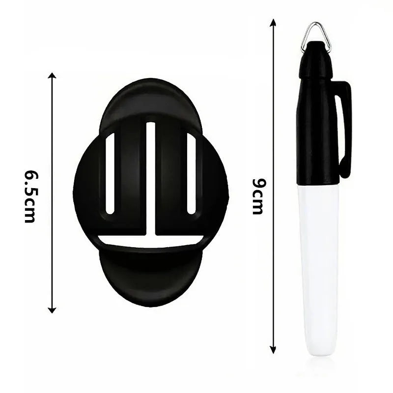 Plastic outdoor golf scriber and putter alignment tool set with multiple drawing pens for ball marking