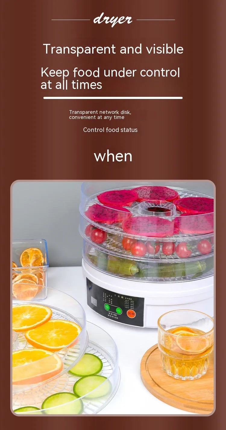 White five-layer household fruit dehydrator with British plug for drying food