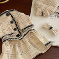 Beige cotton princess skirt with hairpin for small to large pet sizes XS-2XL