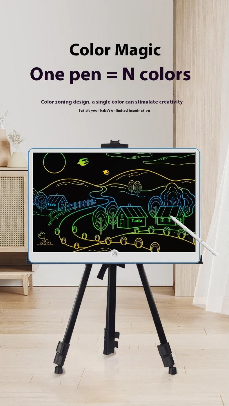 19-inch rechargeable LCD children's drawing board in blue and white colour with stylus