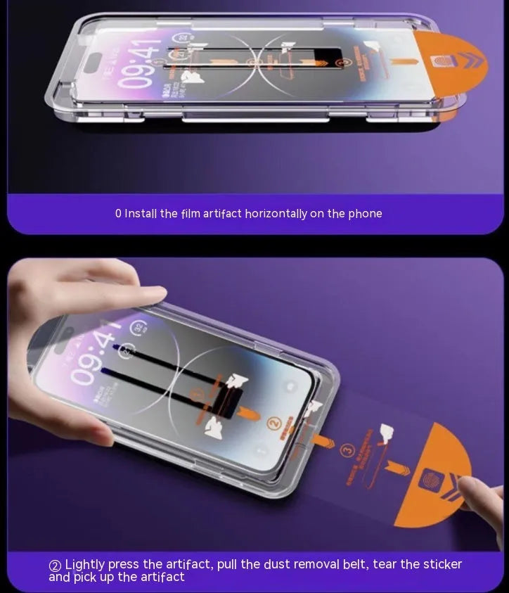 iPhone tempered glass screen protector with privacy frosted finish and anti-fingerprint coating