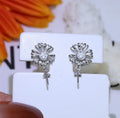Baroque S925 sterling silver flower earrings with matching ring holder in gold and silver options