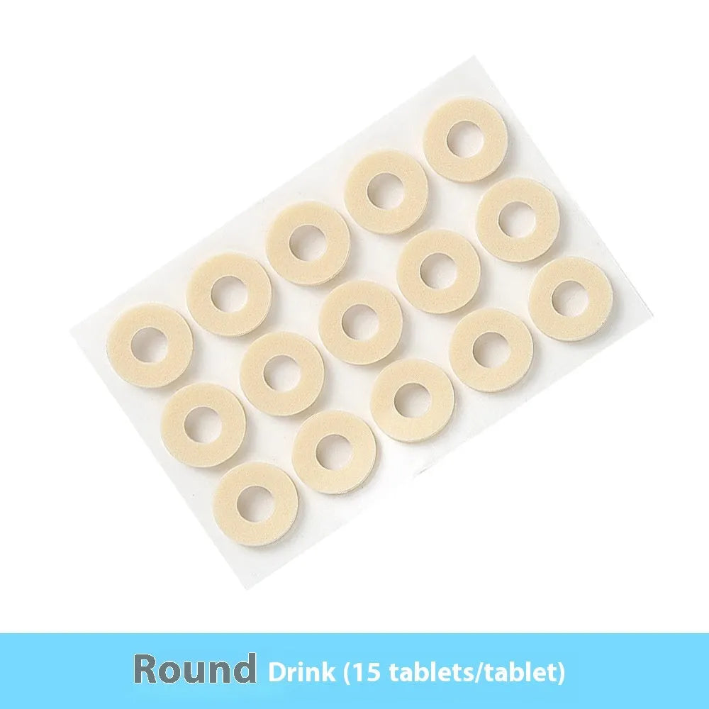 Four shapes of women's soft PU heel corn protectors: large oval, small oval, U-shaped, and circular pads.