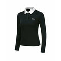 Women's black and white long sleeve golf top with slim fit design for outdoor sports